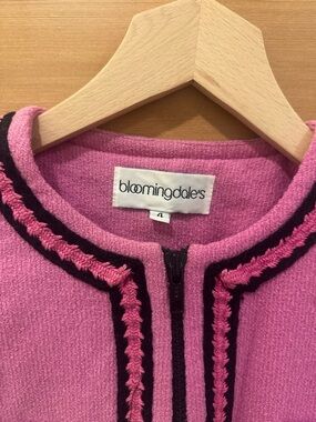 1960s Vintage Bloomingdale's Pink Jacket w/ black Trim